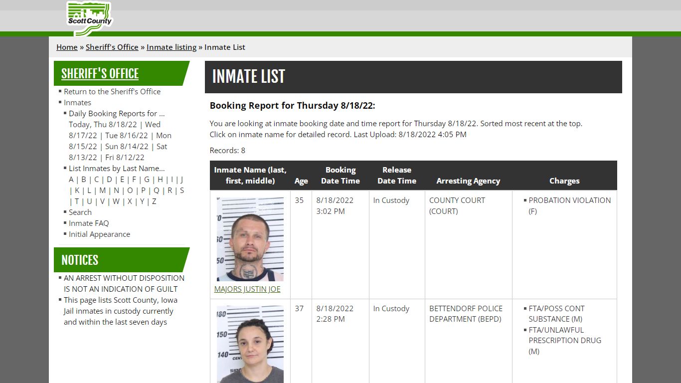 Inmate List - Scott County